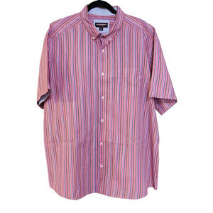 Johnston & Murphy Shirt, Striped Short Sleeve Button Front 100% Cotton Sz XXL